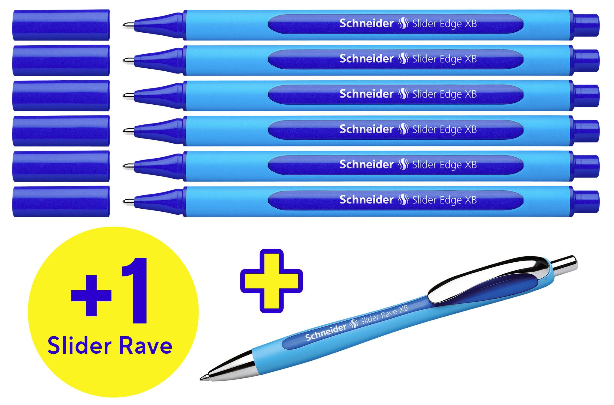 Кулькова ручка Schneider Screibgeräte 6x Slider Edge XB + 1x Slider Rave XB blau 152257 Колір письма: синій 7 шт.