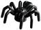 Czarny zabawkowy pająk z zaokrąglonymi nogami i gładkim, teksturowanym korpusem.