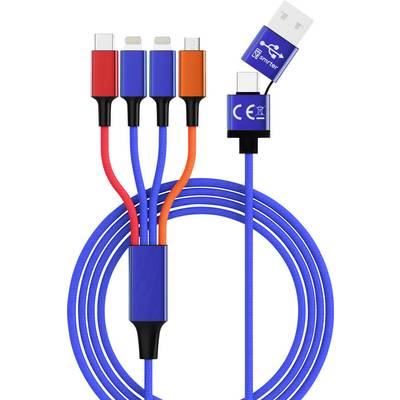 Smrter Kabel do ładowania USB Złącze męskie USB-C® 120 cm wielobarwny Materiałowy płaszcz SMRTER_ELITE_L_MIX-0