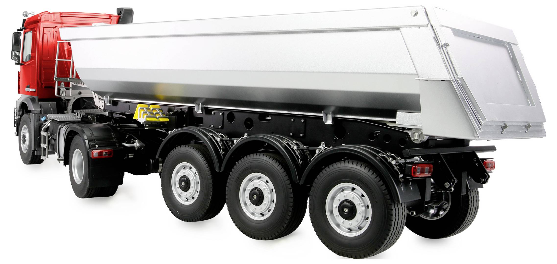 Model RC dla początkujących z dodatkowymi funkcjami Amewi Mercedes-Benz Arocs Sattelzug mit Kippauflieger 1:14 RtR-3