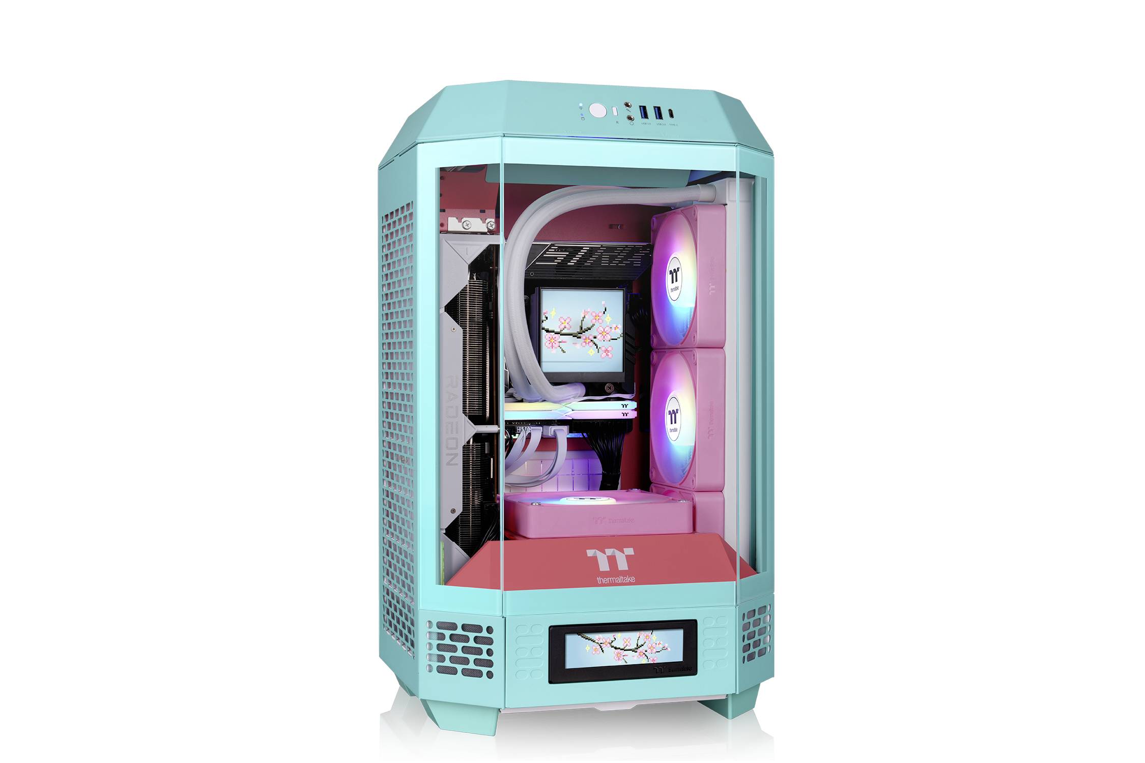 Thermaltake The Tower 250 Mint Strawberry Mini Tower Obudowa gamingowa miętowy, truskawkowy-8