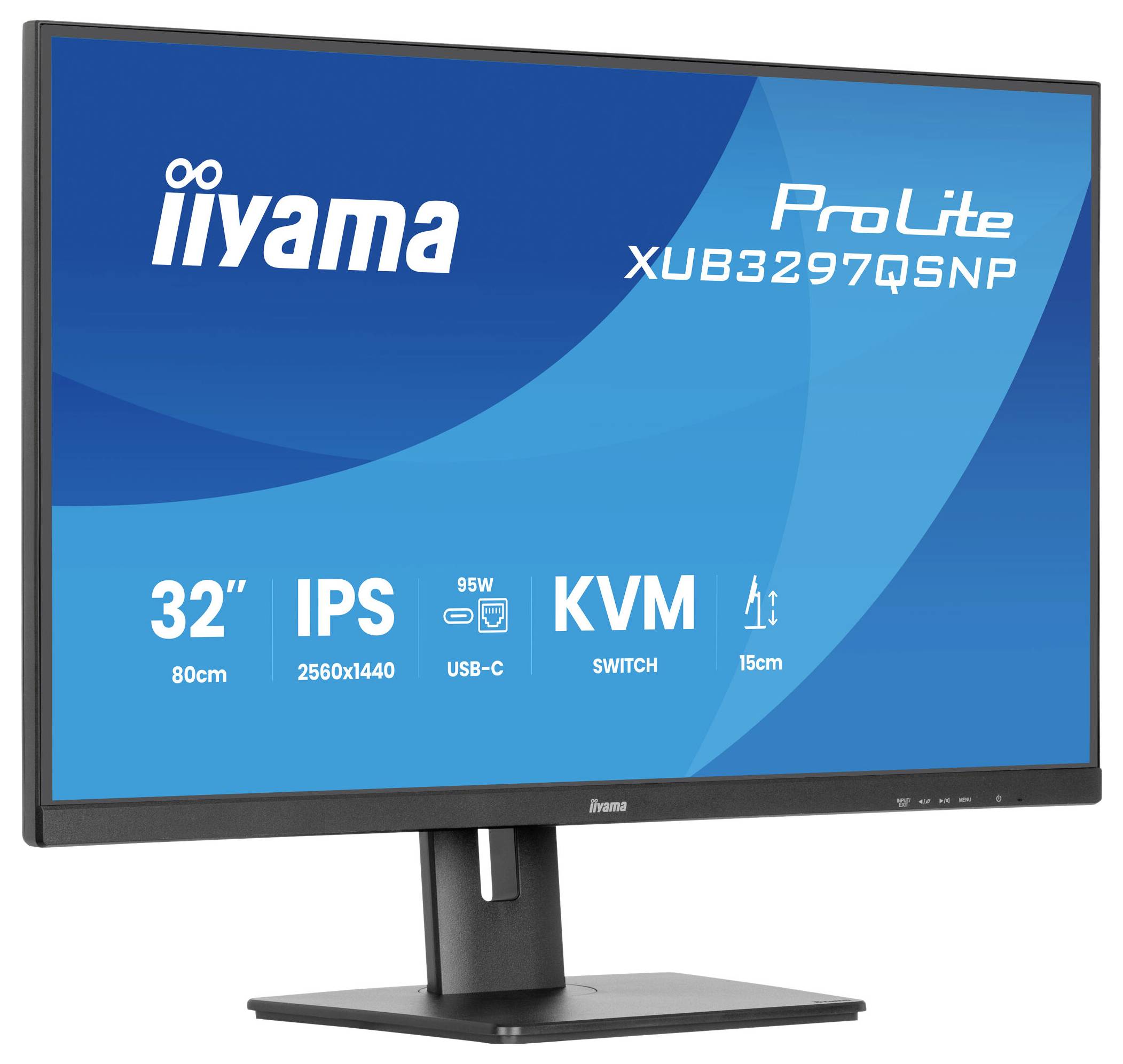 Монітор Iiyama XUB3297QSNP-B1 EEK F (A - G) 81,3 см (32 дюйми) 2560 x 1440 пікселів 16:9 1 мс HDMI, DisplayPort, USB-C®, USB 3.2 G