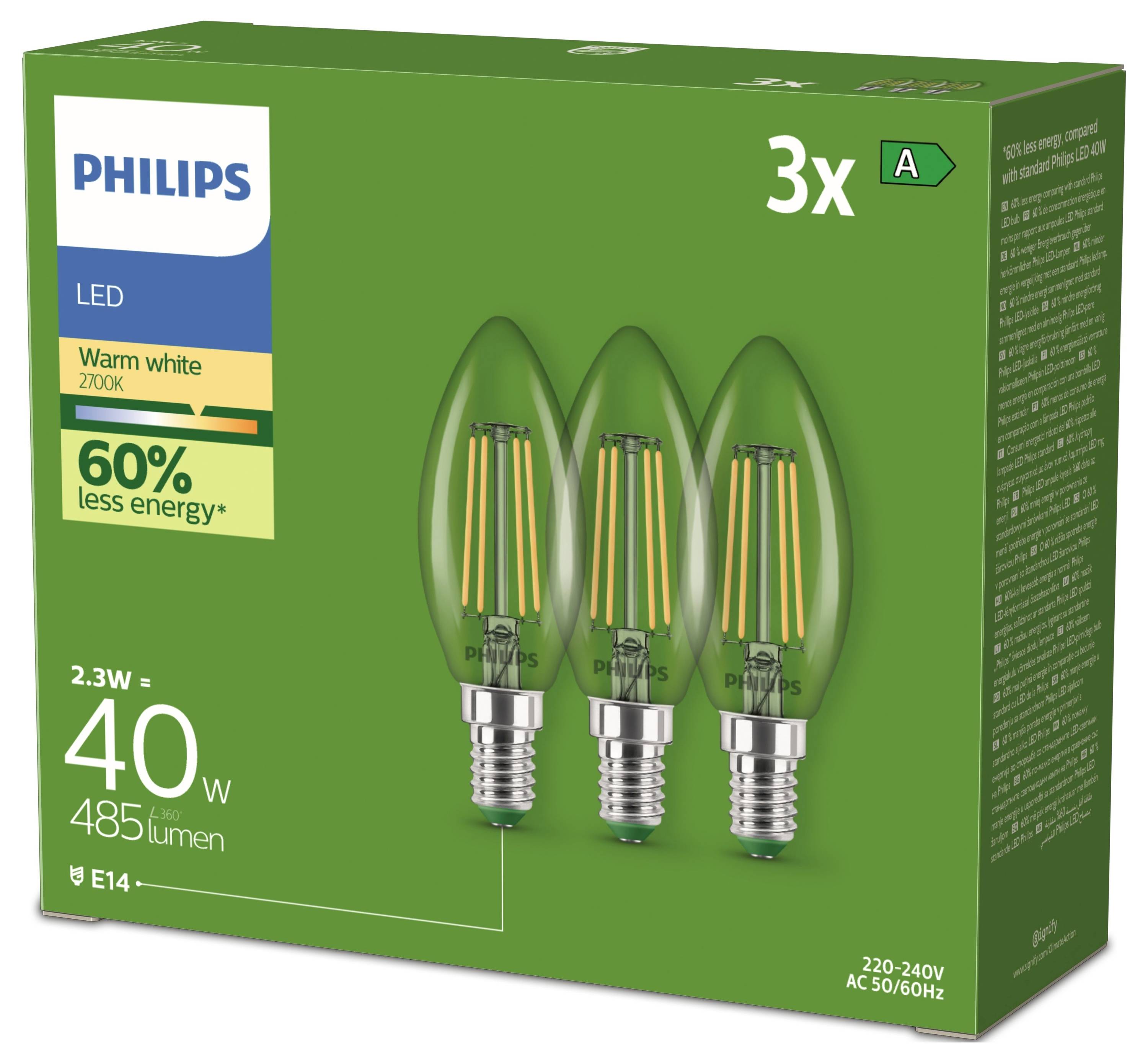 Світлодіодна лампа Philips 8720169325074 E14 2,3 Вт = 40 Вт теплий білий 3 шт.
