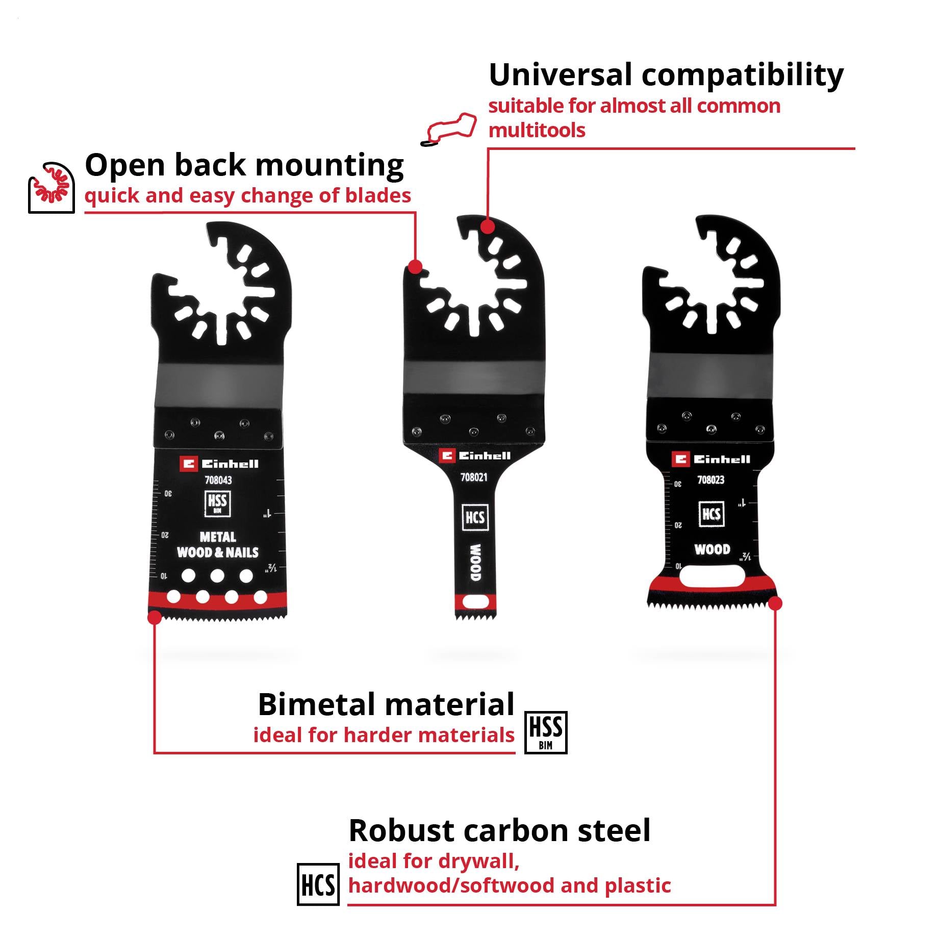 Набір аксесуарів для мультиінструмента Einhell Multit.-Set Holz/Metal 3tlg SB 708103, 1 шт.