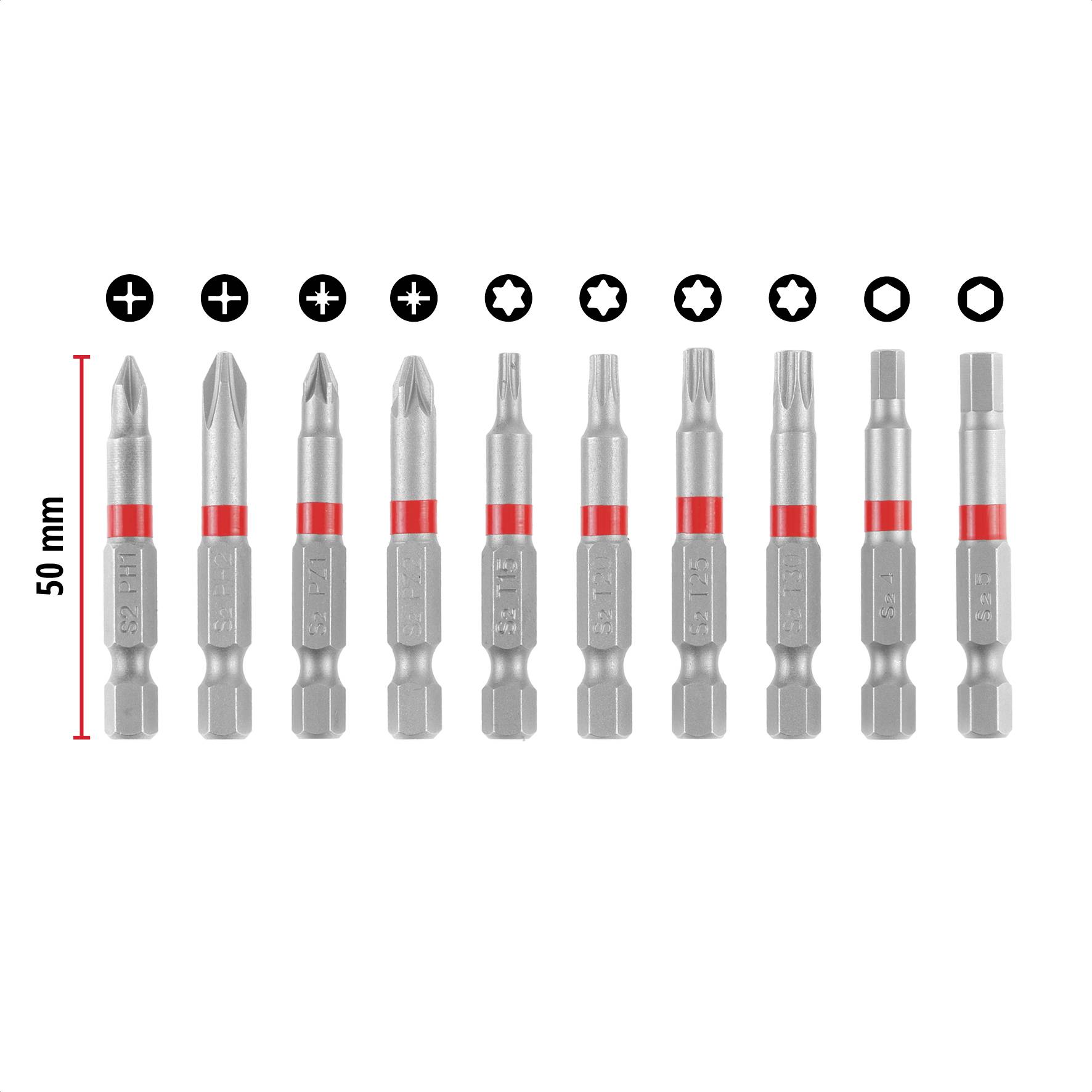 Bity Einhell Bit Taschenbox 10tlg 118643 10 szt. PH, PZ, wewnętrzny sześciokąt, TX-8