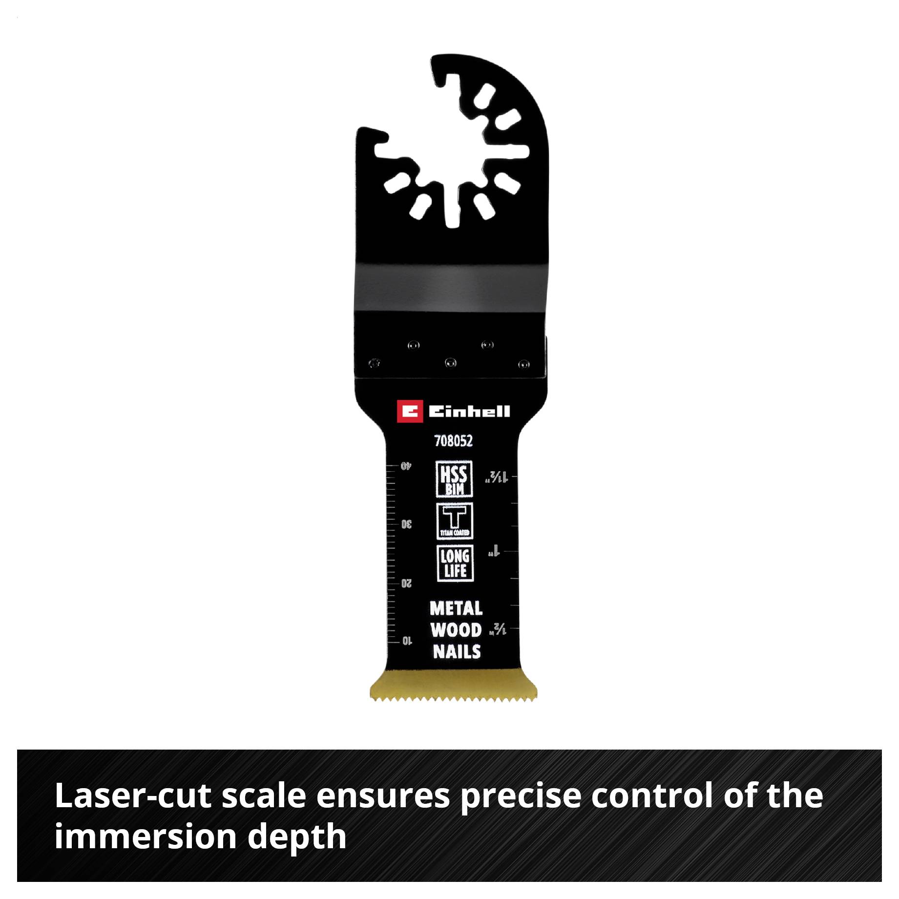 Piła z wygrawerowaną skalą laserową umożliwia precyzyjną kontrolę głębokości penetracji. Odpowiednia do metalu i drewna. Marka: Einhell.