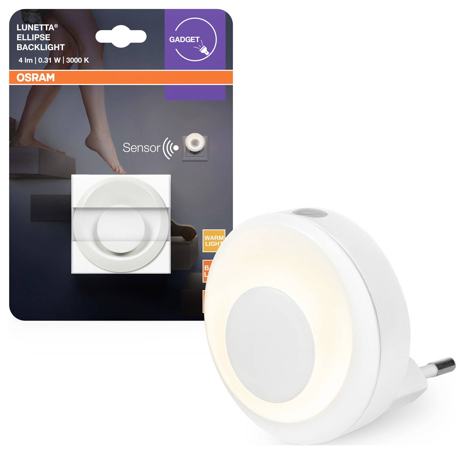 Настінний світильник OSRAM HOMELIGHTING LUNETTA BACKLIGHT ELLIPSE 830 Білий 4099854444333 0.31 Вт білий