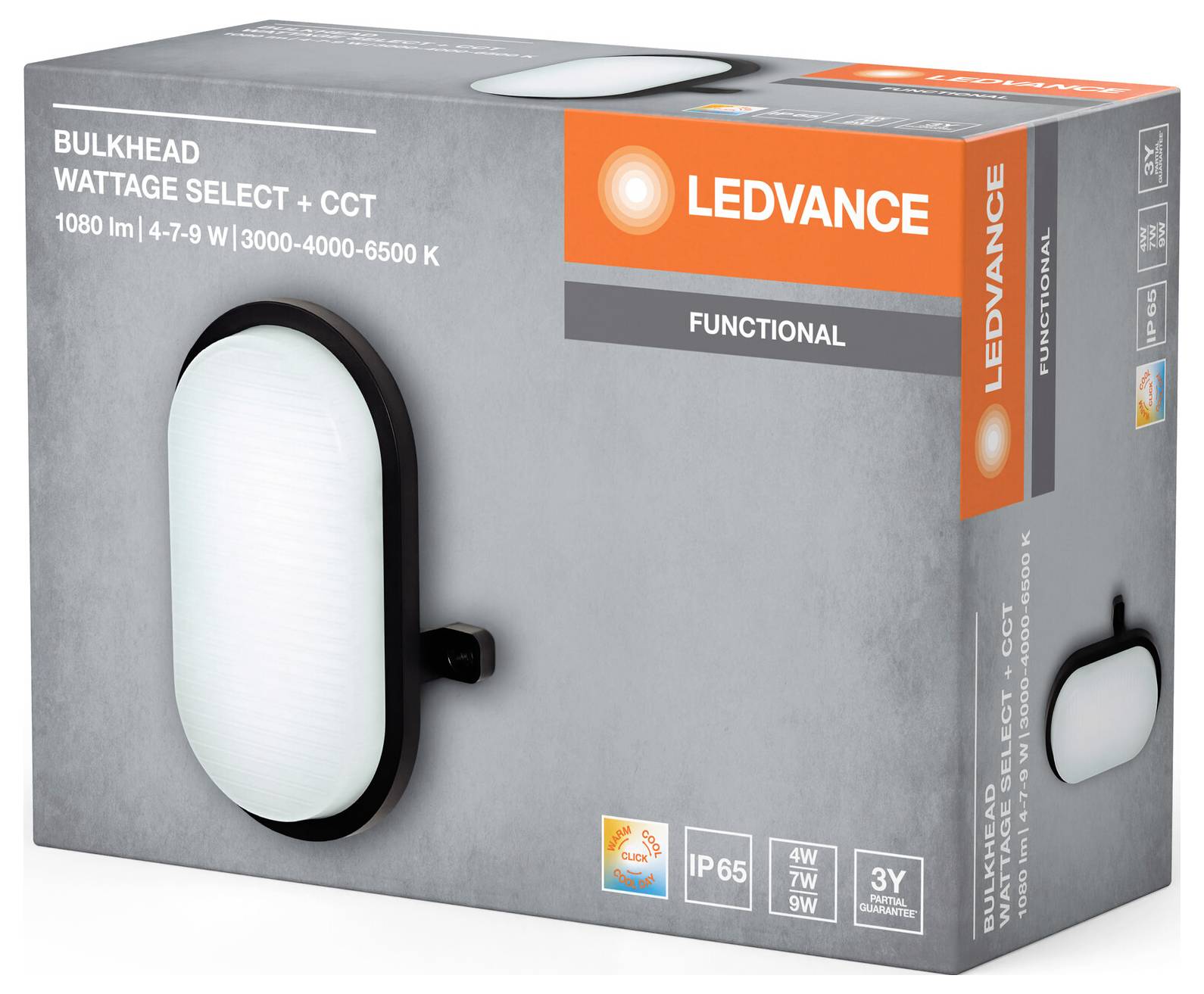 Стельовий світильник, настінний світильник OSRAM HOMELIGHTING Bulkhead CCT CCT Black 4058075845541 9 Вт, 7 Вт, 4 Вт чорний