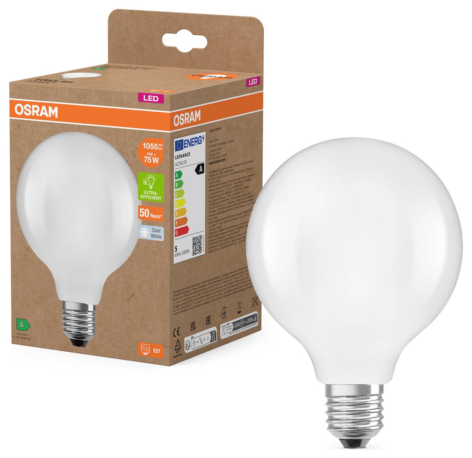 Світлодіодна лампа OSRAM HOMELIGHTING 4058075839564 E-27 5 Вт холодний білий 1 шт.