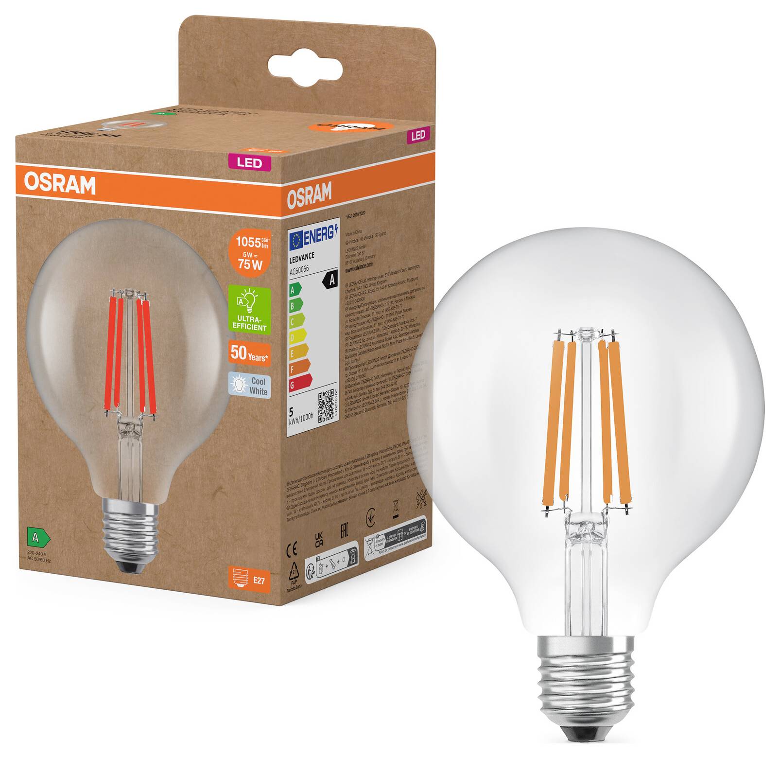 Лампа світлодіодна OSRAM HOMELIGHTING 4058075839526 E-27 5 Вт холодний білий 1 шт.