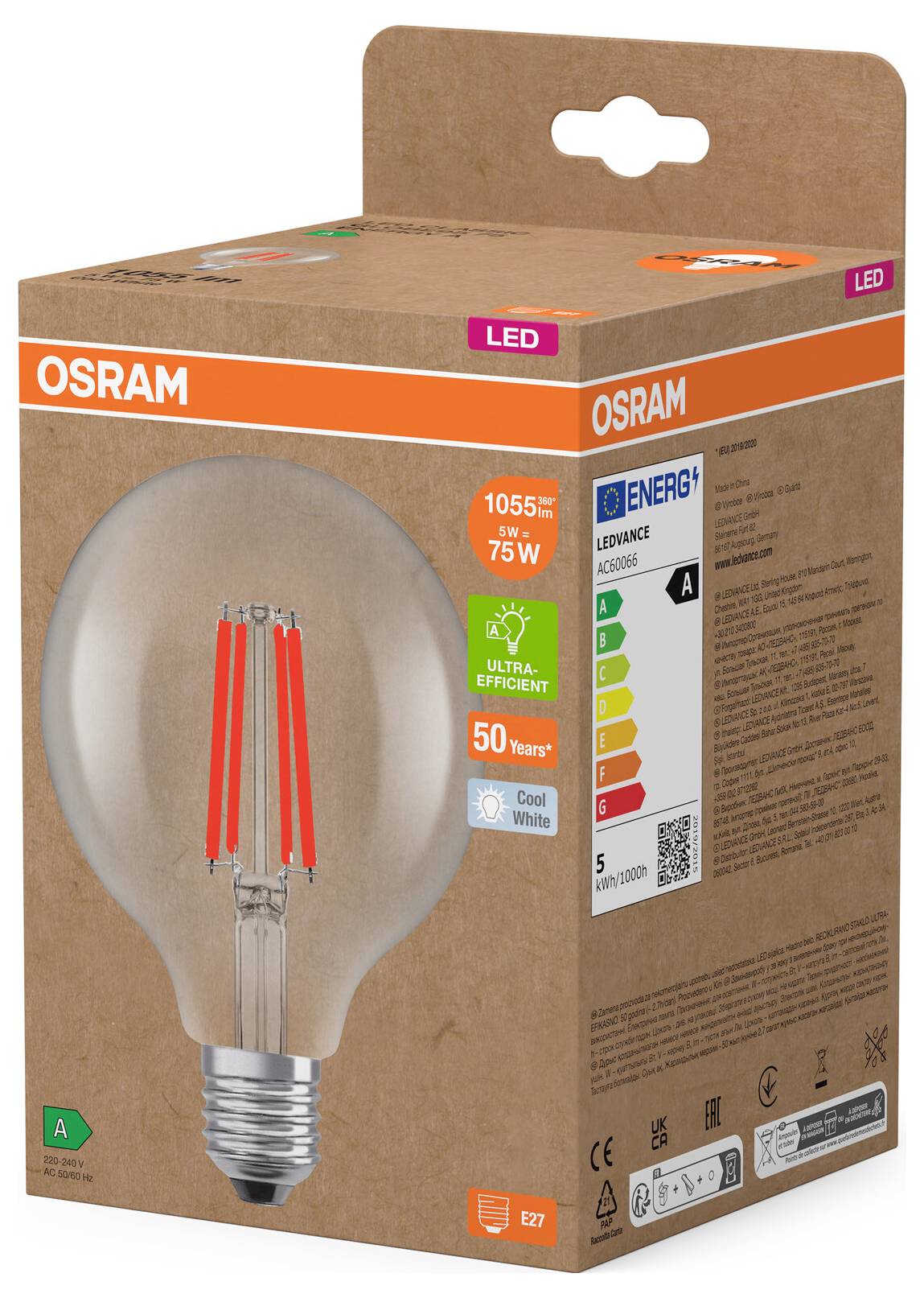 Лампа світлодіодна OSRAM HOMELIGHTING 4058075839526 E-27 5 Вт холодний білий 1 шт.