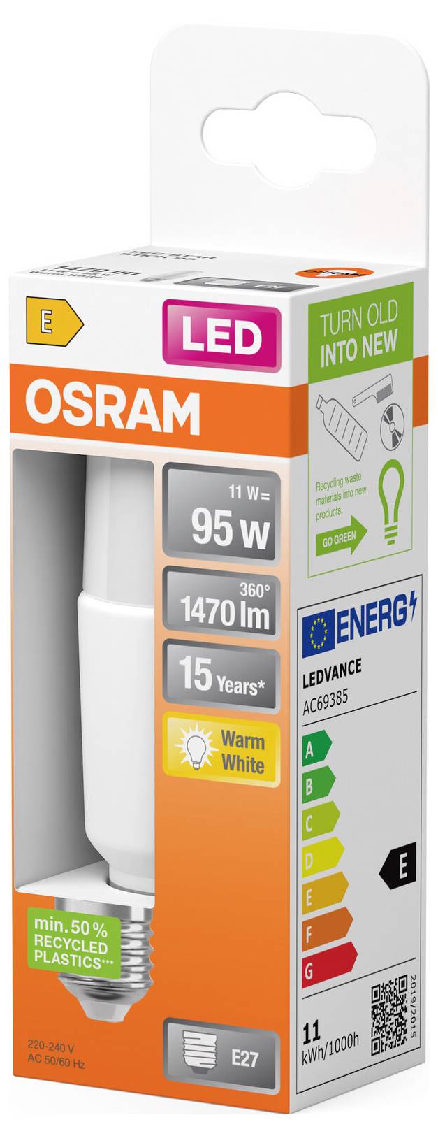 Світлодіодна лампа OSRAM HOMELIGHTING 4099854480393 E-27 11 Вт теплий білий 1 шт.