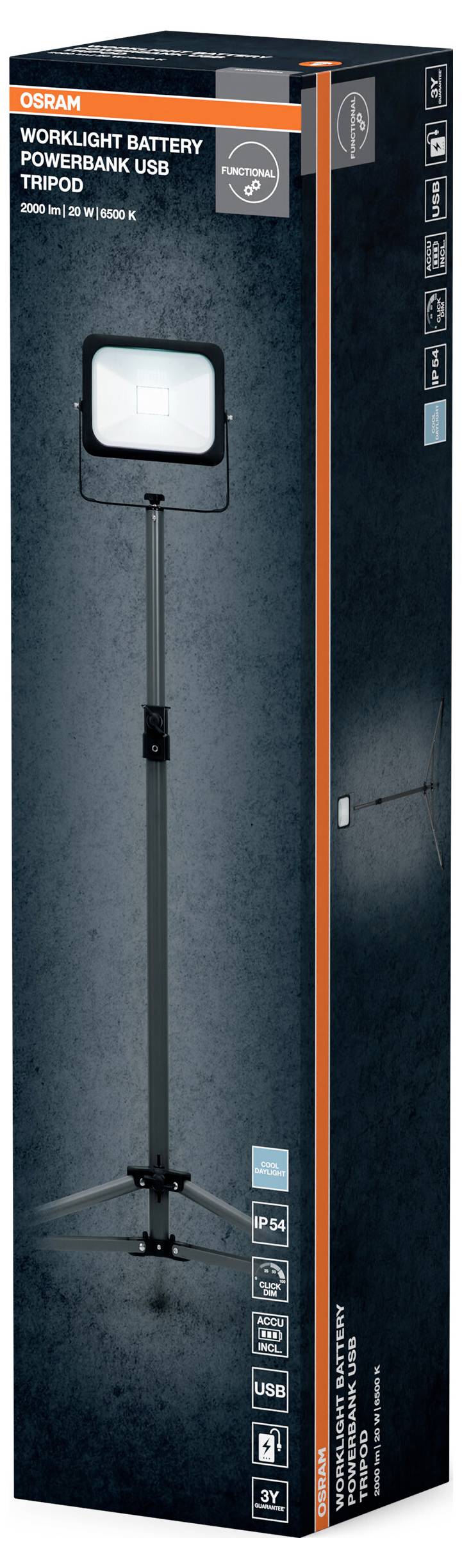 OSRAM HOMELIGHTING LED Worklight Value Tripod Battery 1x20W 865 Reflektor budowlany-2