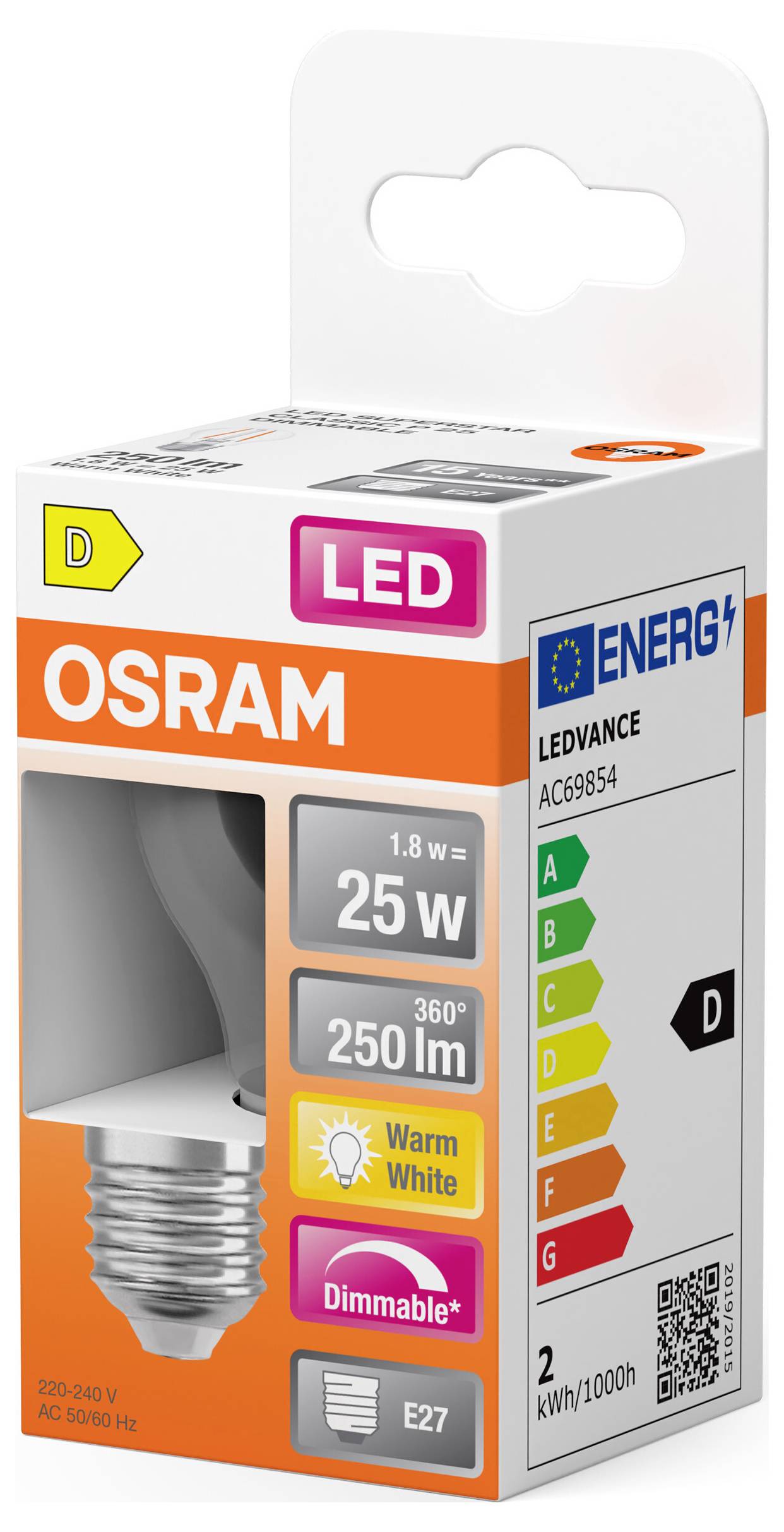 Світлодіодна лампа OSRAM HOMELIGHTING 4099854443886 E-27 1,8 Вт теплий білий 1 шт.