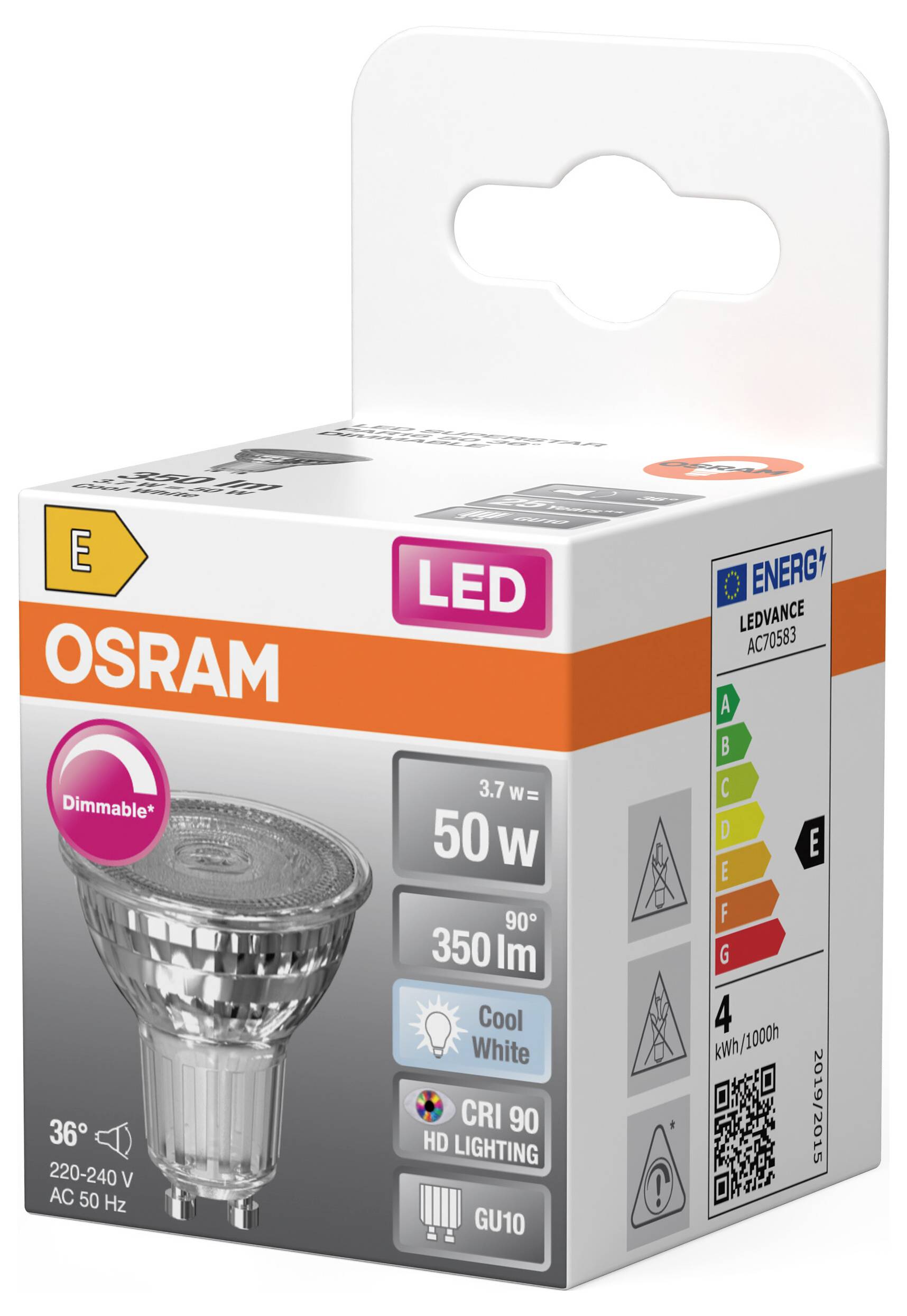 Світлодіодна лампа-прожектор OSRAM HOMELIGHTING 4099854457500 GU10 3.7 Вт холодний білий 1 шт.