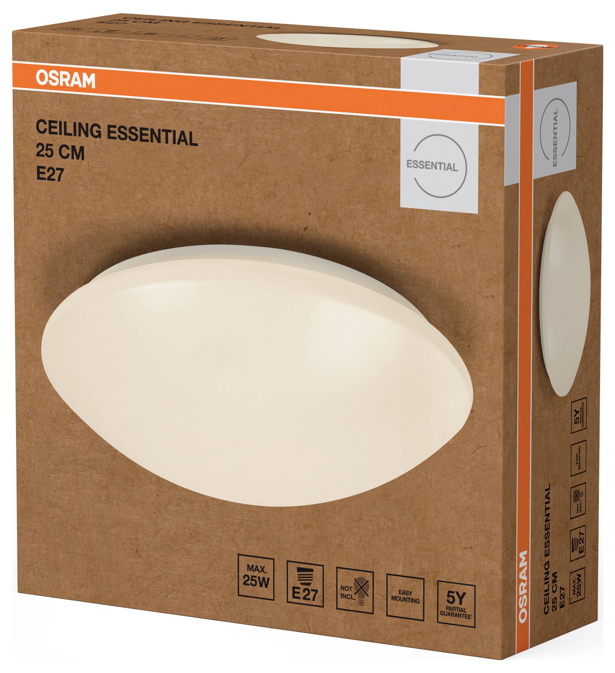 OSRAM HOMELIGHTING Стельовий настінний світильник Essential 250 мм E27 4099854444609 IP20