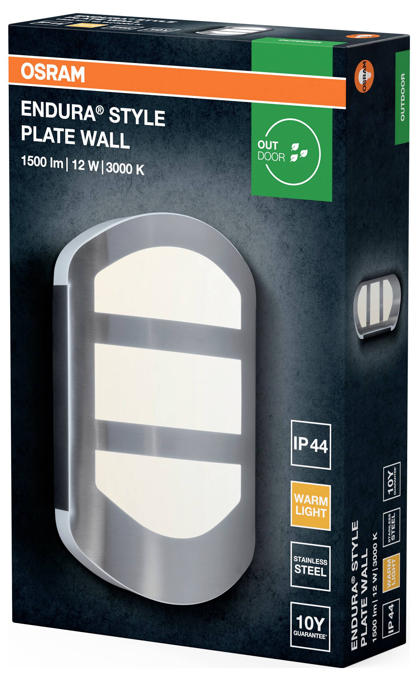 Настінний вуличний світильник OSRAM HOMELIGHTING ENDURA Style Plate 12 Вт з нержавіючої сталі 4099854461576