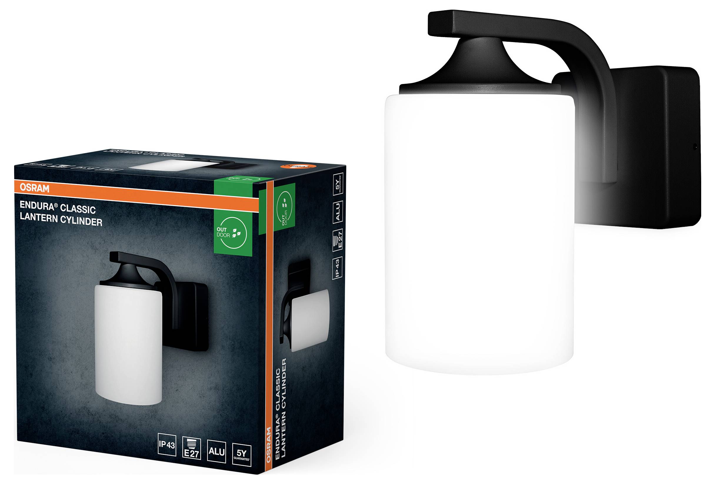 OSRAM HOMELIGHTING ENDURA Класичний циліндричний ліхтар E27 Чорний 4099854452079 Вуличний настінний світильник IP43