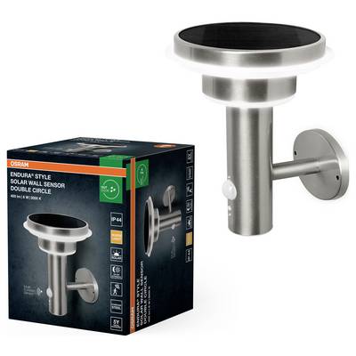 Zewnętrzna lampa ścienna OSRAM HOMELIGHTING ENDURA Style Solar Wall Sensor Double Circle 6W Stainless Steel 409985445538-1