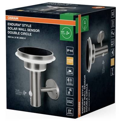Zewnętrzna lampa ścienna OSRAM HOMELIGHTING ENDURA Style Solar Wall Sensor Double Circle 6W Stainless Steel 409985445538-2