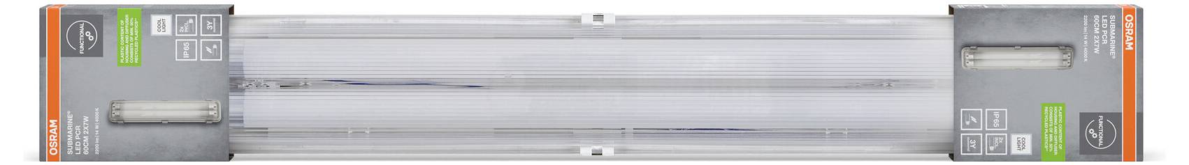 Світлодіодна лампа OSRAM HOMELIGHTING Submarine з переробленого пластику 60 2 x 7 Вт 840 G13 T8 для вологих приміщень 409985446265