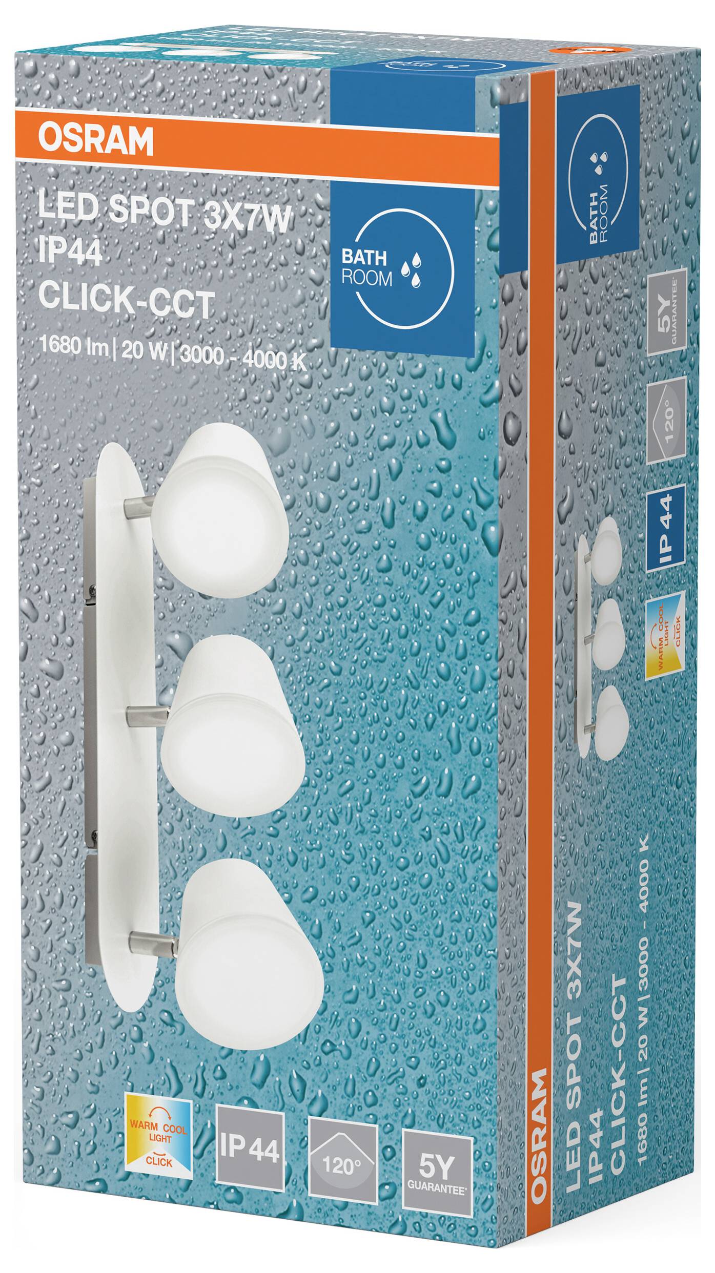 Світлодіодний точковий світильник OSRAM HOMELIGHTING 3 x 7 Вт IP44 Click-CCT 4099854455087 для зовнішнього використання
