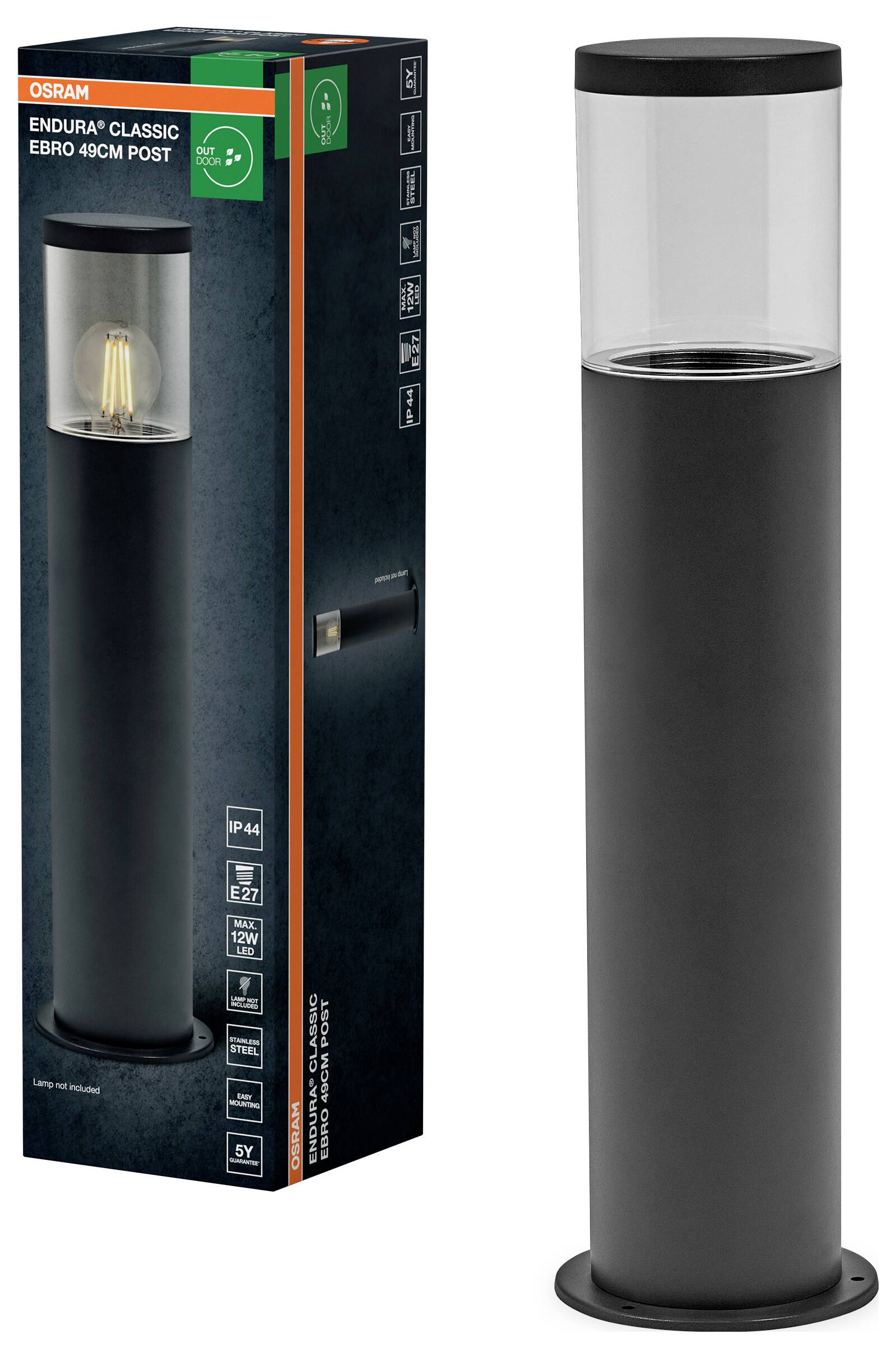 OSRAM HOMELIGHTING Настінний світильник Endura Classic Ebro для вулиці 49 см E27 темно-сірий 4099854446313 IP44