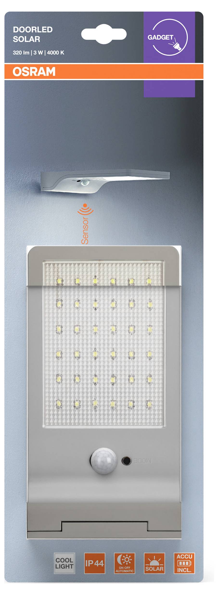 OSRAM HOMELIGHTING Світлодіодний сонячний датчик DoorLED 4000K Silver 4099854531453 Вуличний настінний світильник