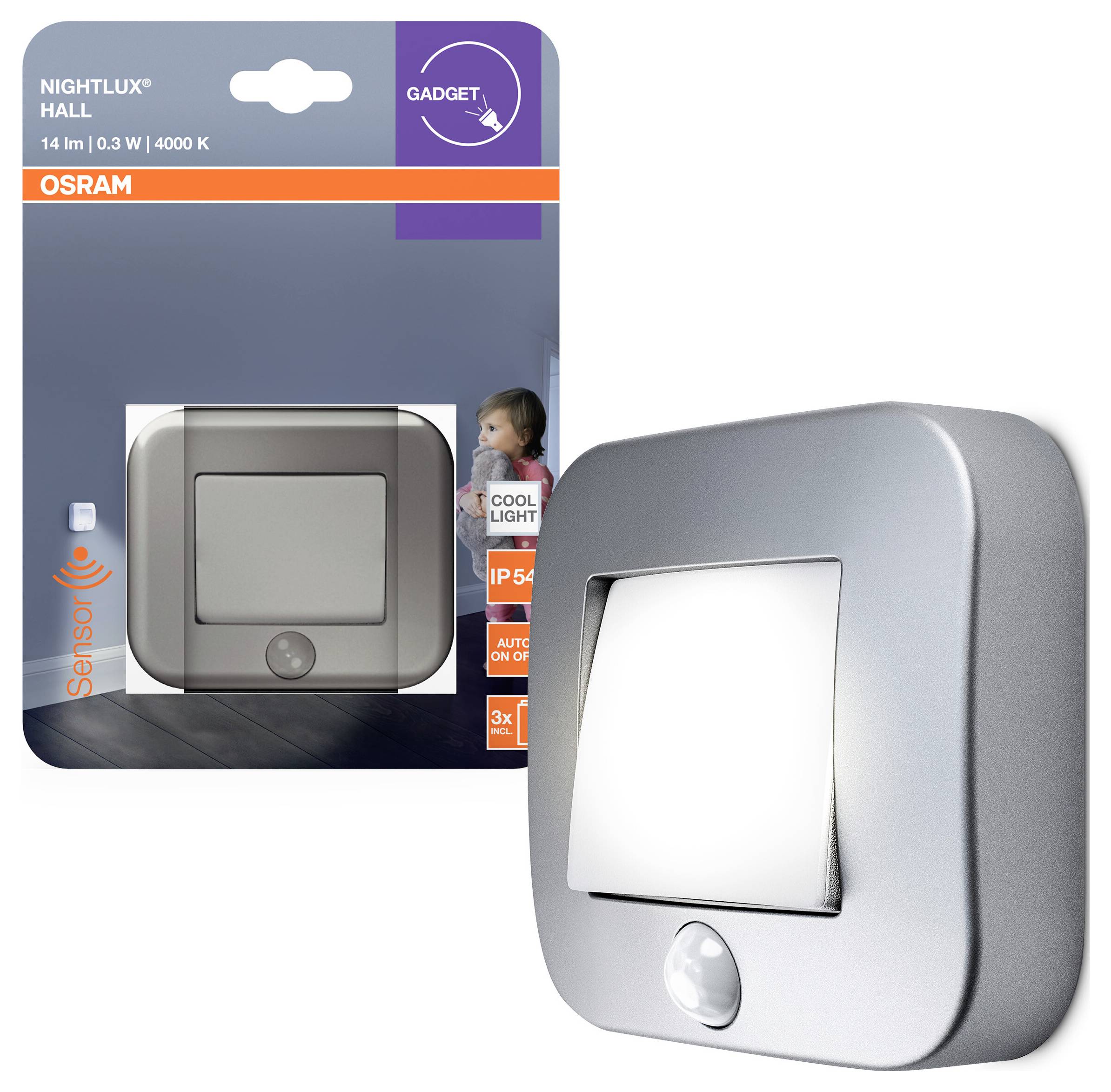 Світлодіодний нічник OSRAM HOMELIGHTING NIGHTLUX Hall Silver