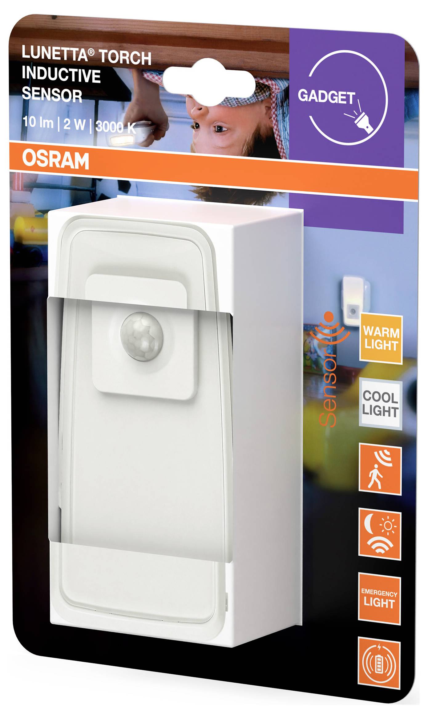 OSRAM HOMELIGHTING Індуктивний нічник Lunetta з датчиком, білий світлодіодний, з ліхтариком 4099854530739