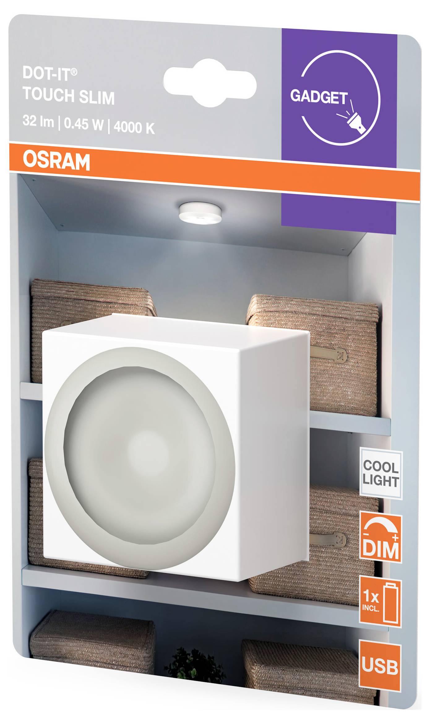 OSRAM HOMELIGHTING Тонкий білий світлодіодний нічник DOT-it Touch