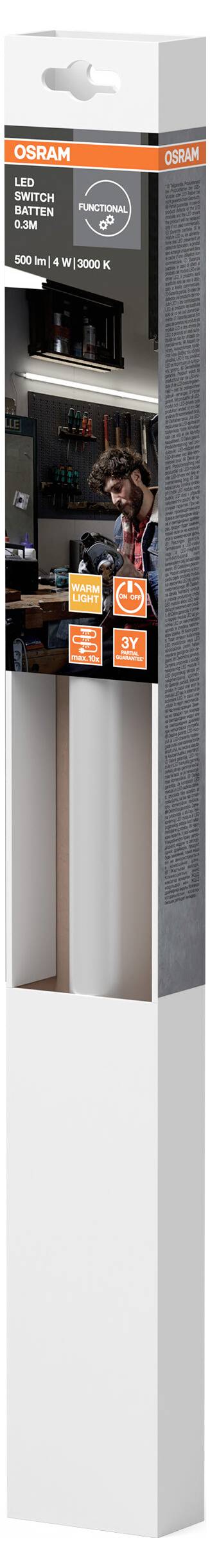 Світлодіодний вимикач OSRAM HOMELIGHTING, рейковий, 300 мм, 4 Вт, 3000 K, 4099854532535