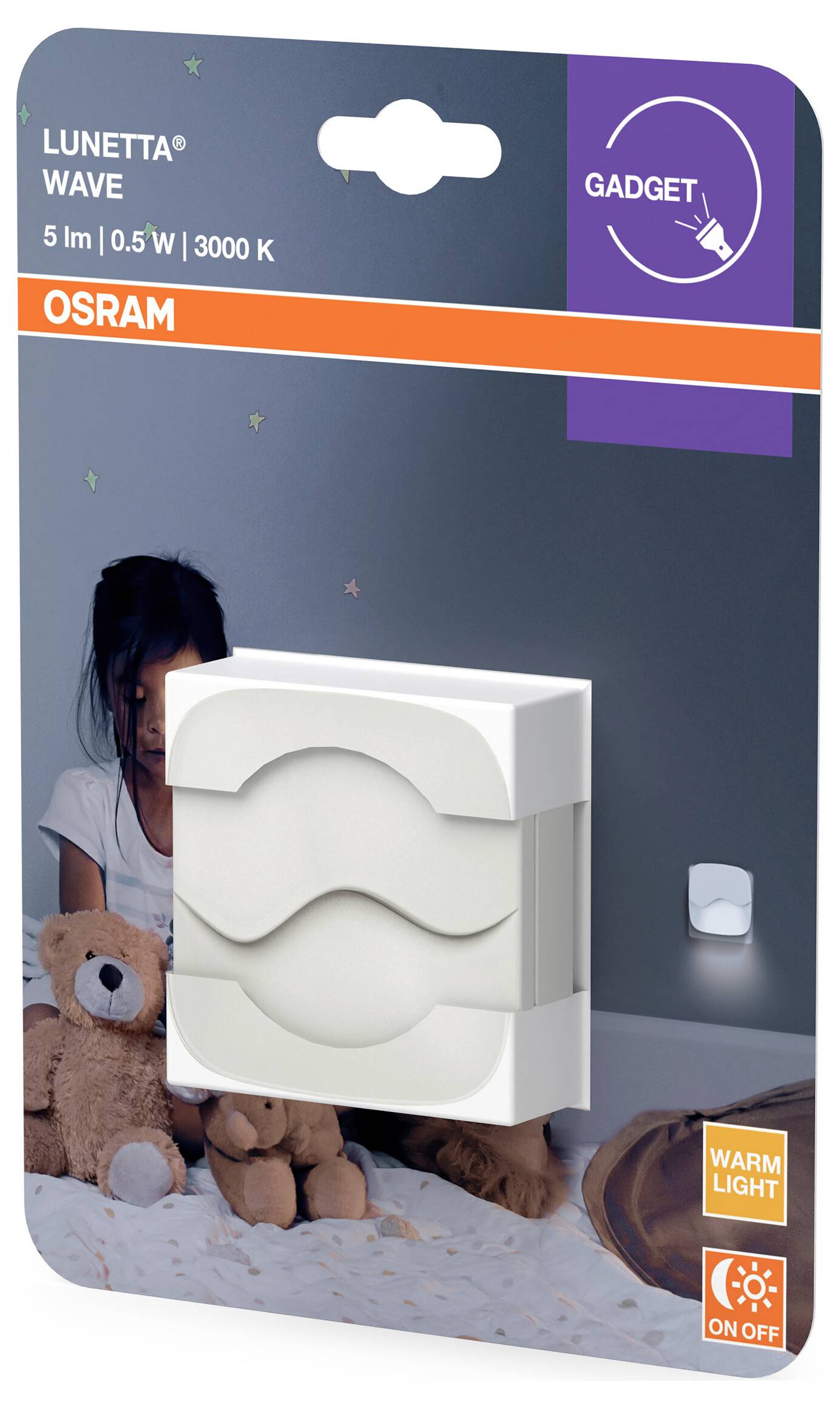 Lampka nocna LED z czujnikiem zmierzchu OSRAM HOMELIGHTING LUNETTA Wave White 4099854536632-2
