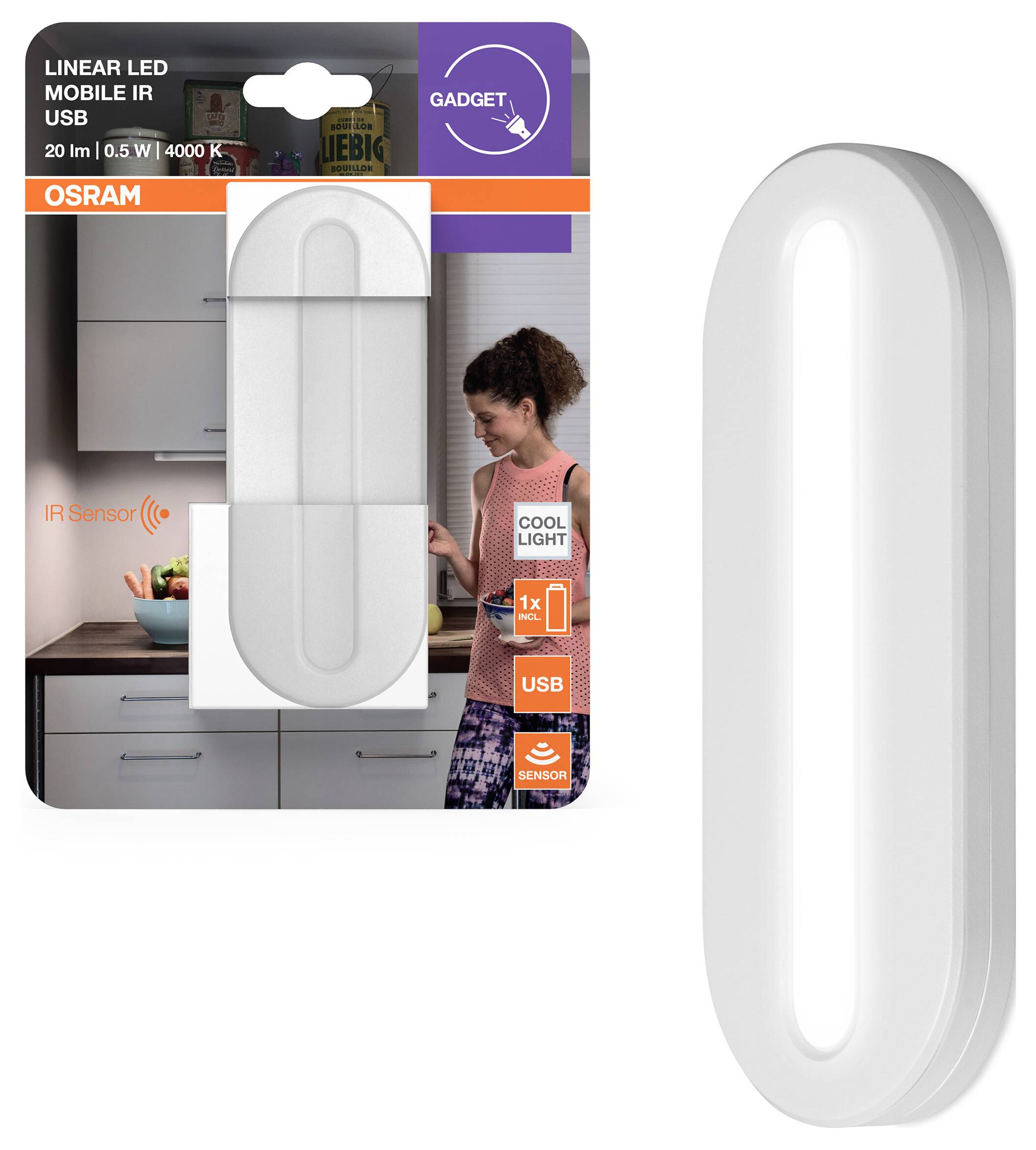 OSRAM HOMELIGHTING Лінійний світлодіодний мобільний ІЧ USB білий світлодіодний нічник