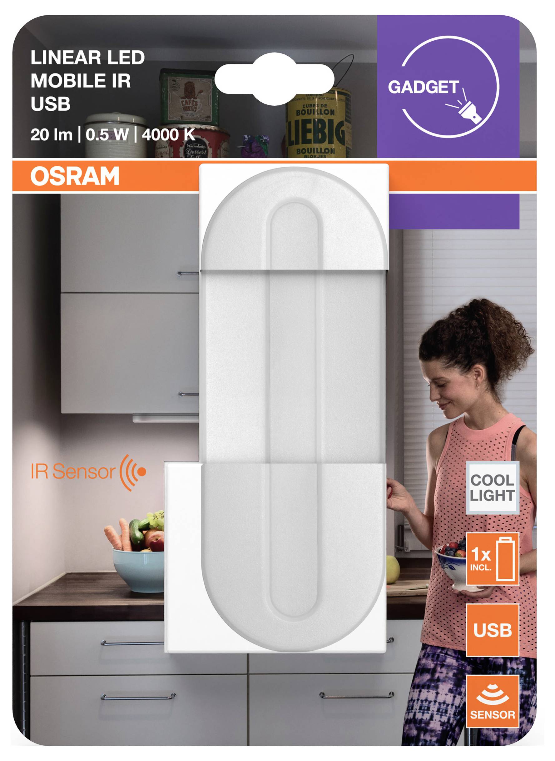 OSRAM HOMELIGHTING Лінійний світлодіодний мобільний ІЧ USB білий світлодіодний нічник