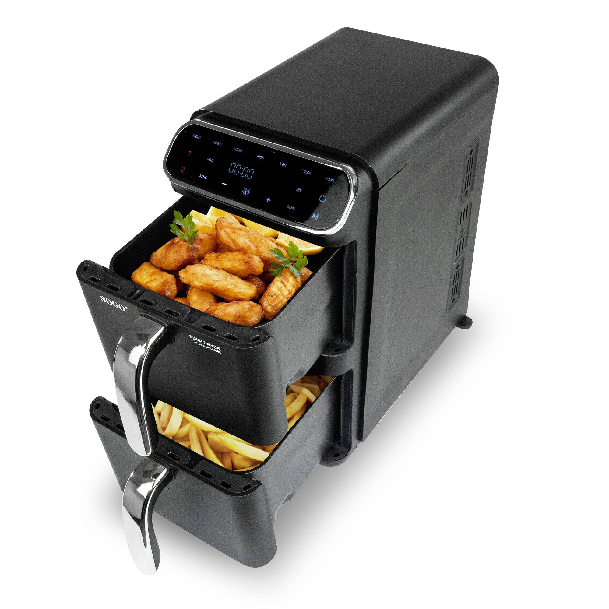 Фритюрниця SOGO Human Technology Baskets 5,5 л 1800 Вт чорного кольору, нержавіюча сталь