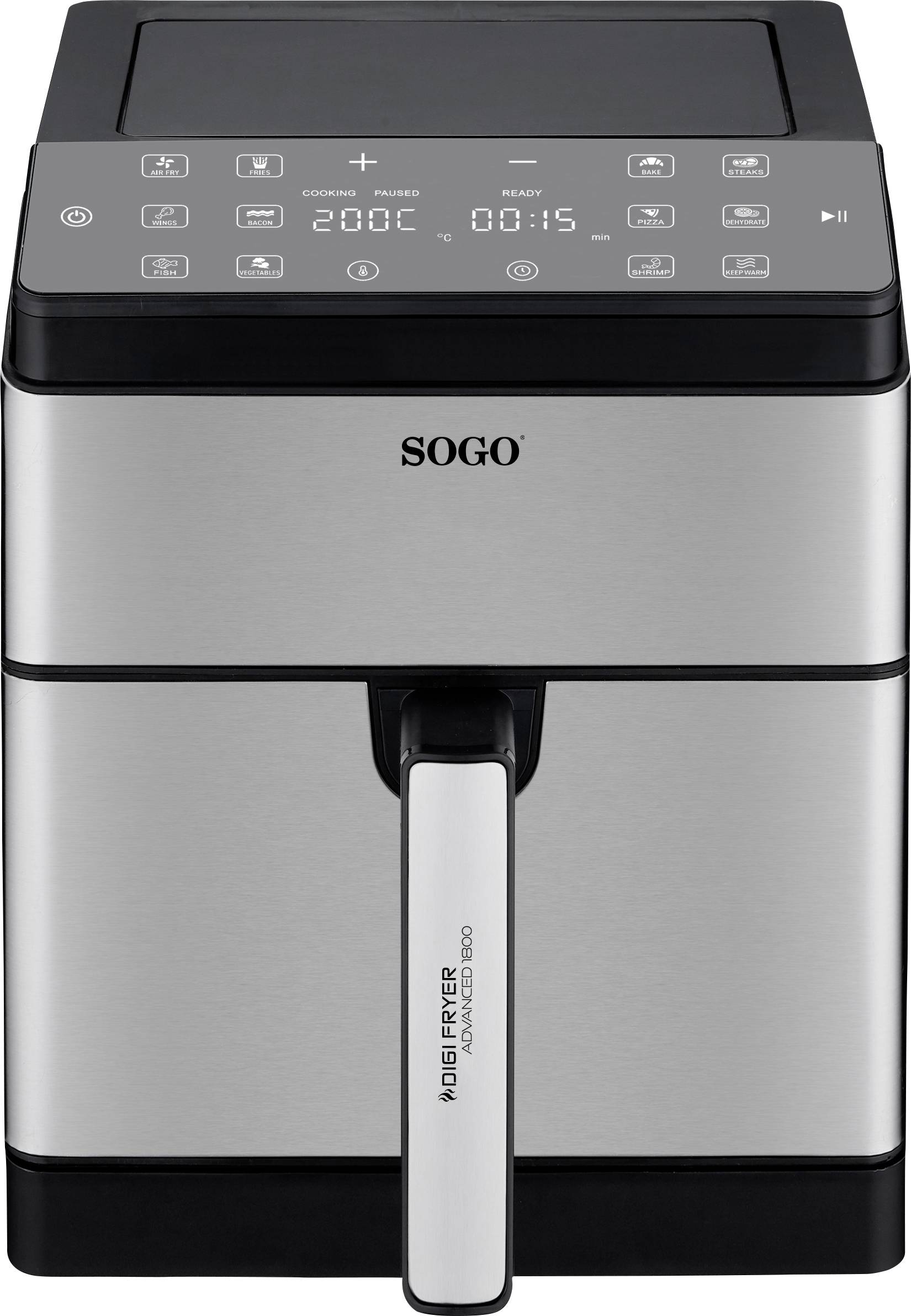 Фритюрниця SOGO Human Technology Advanced 1800, 8 л, 1800 Вт, чорна, нержавіюча сталь