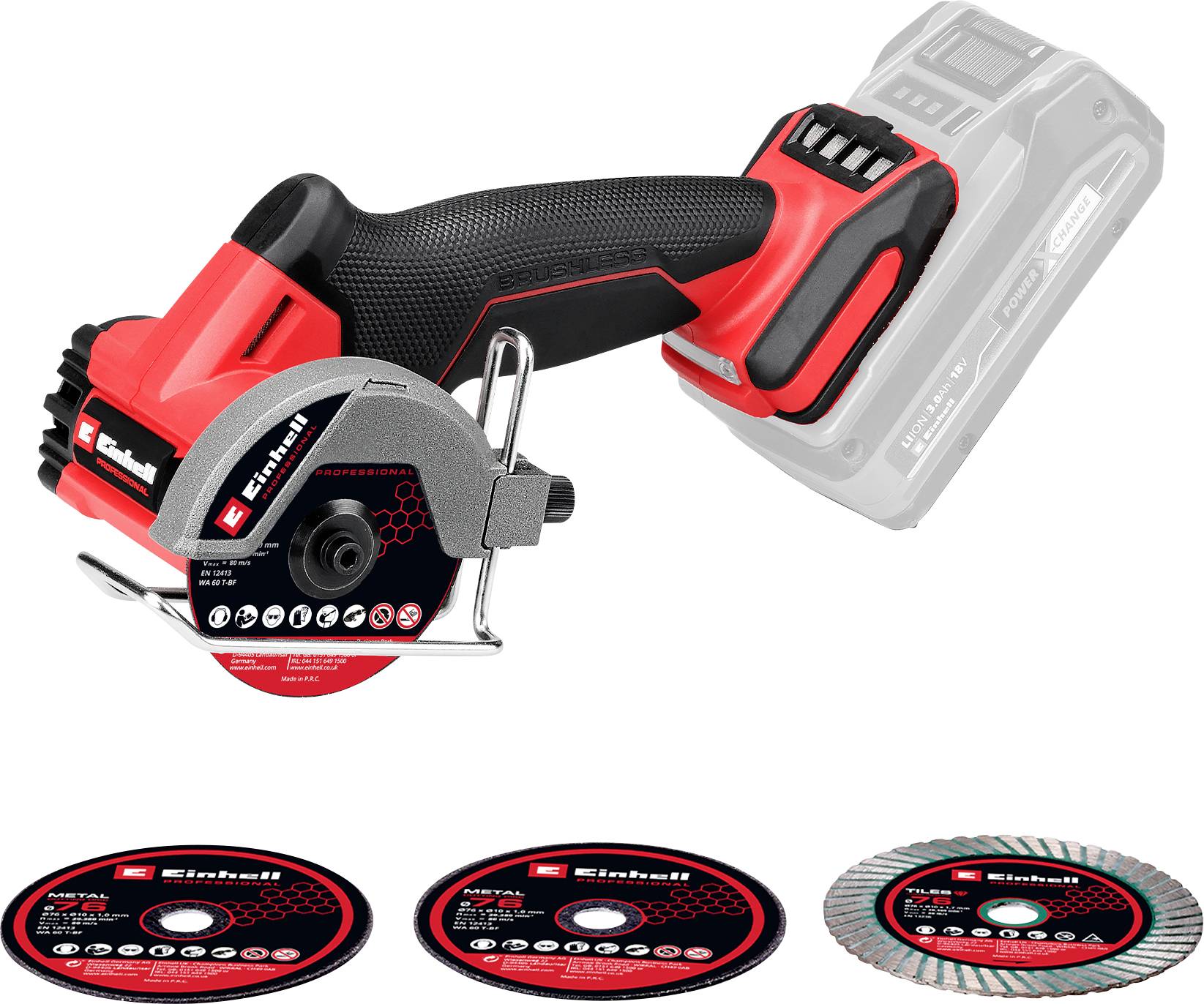 Акумуляторна різальна шліфувальна машина Einhell Professional TP-CO 18/76-C Li BL - Solo 4432000, 1 шт.