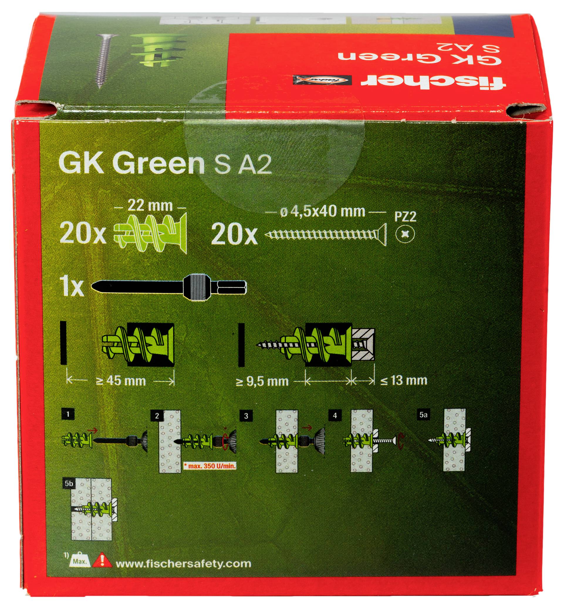 Fischer 563781 GK Green S Kołek do płyty G-K 20 szt.-2