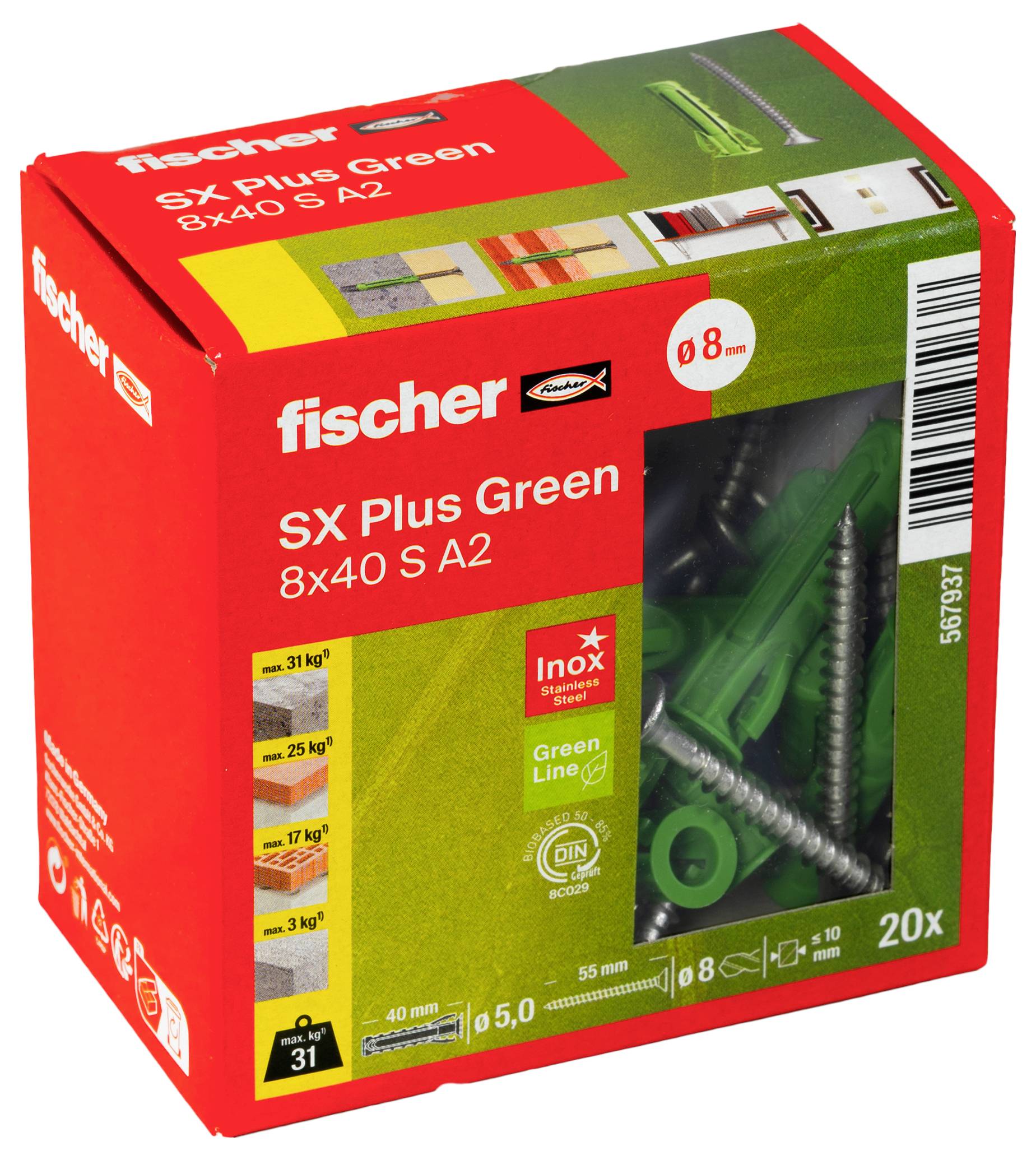 Fischer 567937 SX Plus Green Kołek 20 szt.-1