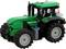 Zielony model ciągnika zabawkowego firmy Deutz-Fahr z dużymi czarnymi oponami, charakteryzujący się realistycznym wyglądem i szczegółowo opracowaną budową.