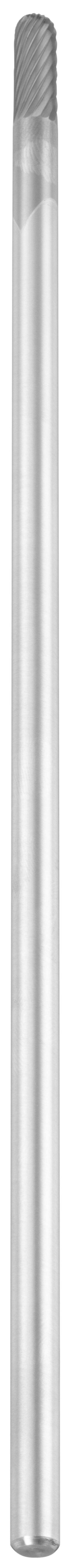 Srebrny, cylindryczny przedmiot z fakturowanym uchwytem i zwężanym końcem, prawdopodobnie długopis lub rysik, stojący pionowo.
