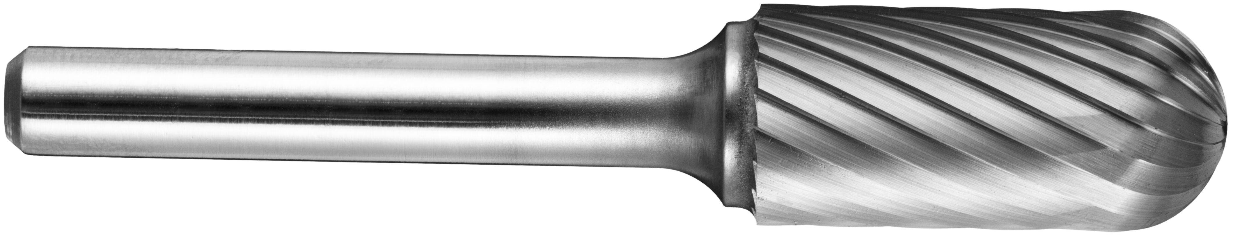 Cylindryczny metalowy frez ze spiralnym rowkowaniem, stosowany do kształtowania materiałów w zastosowaniach przemysłowych.