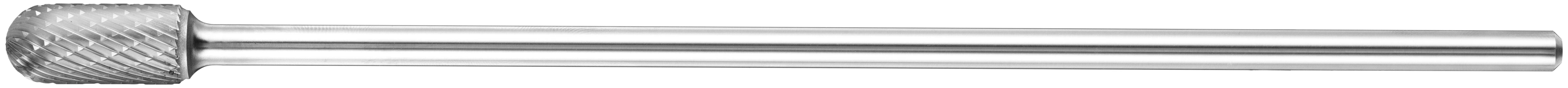 Cylindryczny metalowy narzędzie z teksturowaną, wzorzystą główką do szlifowania lub kształtowania materiałów, zamocowane na gładkim, długim uchwycie.