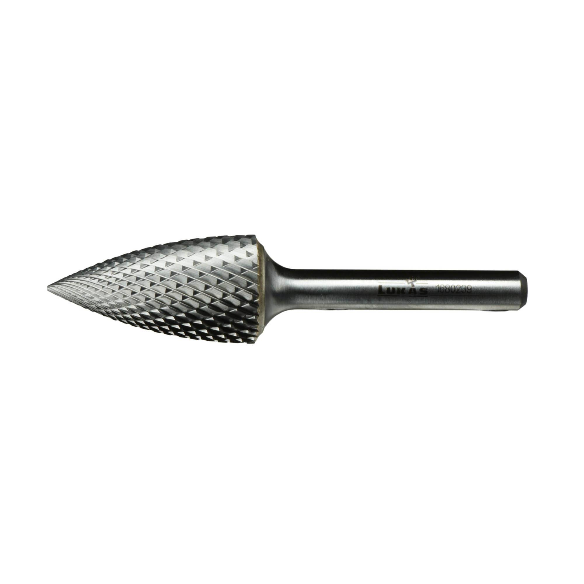 Metalowy narzędzie z węglika z ostro zakończoną końcówką stożkową, używane do cięcia, kształtowania i szlifowania metali lub twardych materiałów.