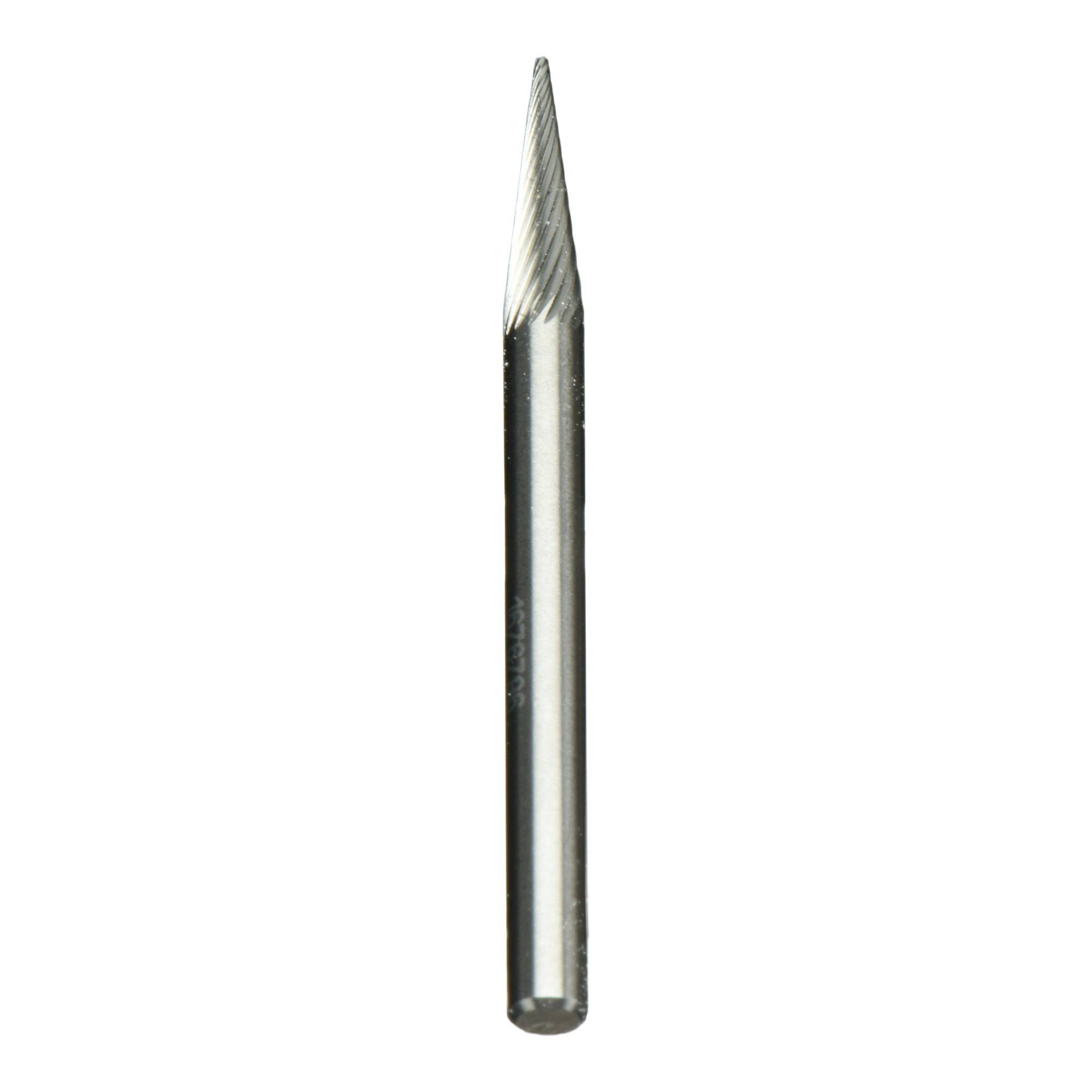 Metalowy świder cylindryczny z ostrzonym, ząbkowanym czubkiem, używany do precyzyjnego rzeźbienia lub wiercenia w pracy z drewnem lub metalem.