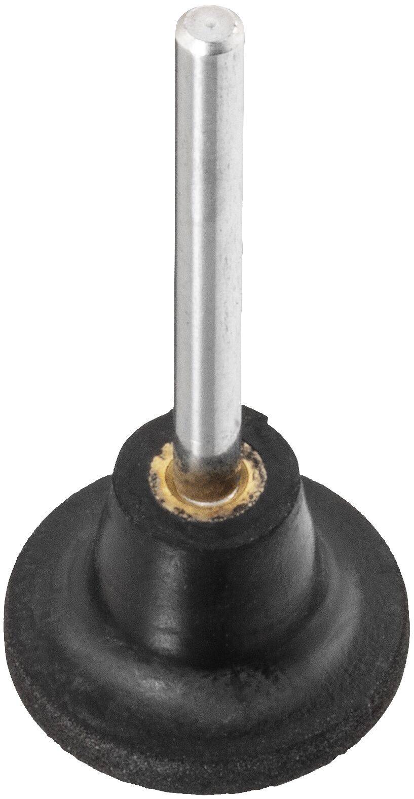 Czarny gumowy uchwyt z metalowym prętem wystającym z centrum, stosowany do izolacji drgań w maszynach.