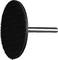 Czarny krążek ścierny z metalowym chwytem, przeznaczony do mocowania w elektronarzędziach do wygładzania powierzchni.
