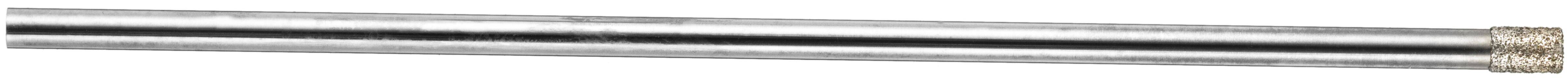 Srebrny teleskopowy pręt z czarnym uchwytem i złotym zakończeniem.