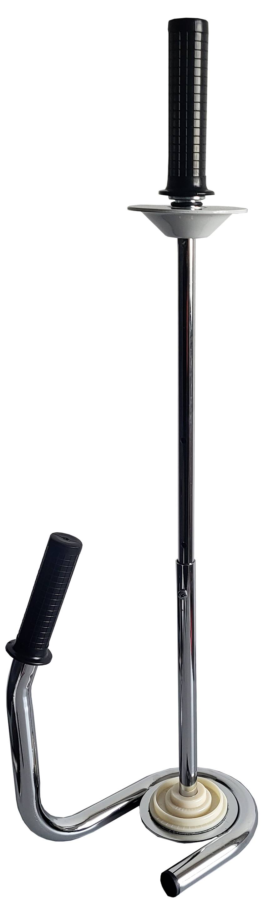 Ręczny rozciągacz do butów z pionowym uchwytem, poziomymi uchwytami i okrągłą podstawą.